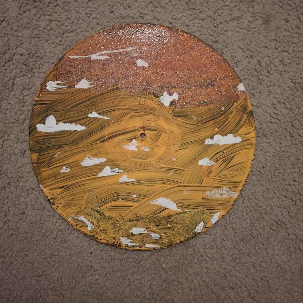 Abstract Orange and Brown Painted Disc Art - Picture 1 of 1